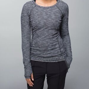 Lululemon Athletica Race Your Pace Long Sleeve Coco Pique Black size 2